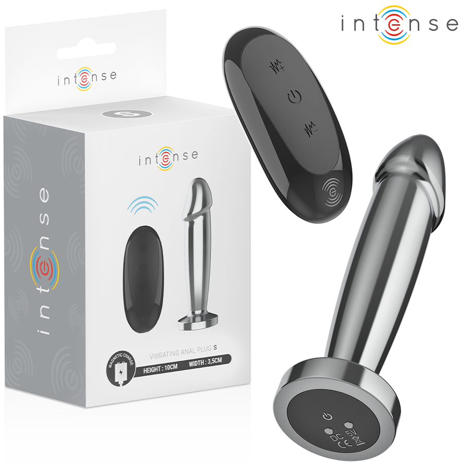 INTENSE - PLUG ANAL 10 VIBRACIONES METAL EN FORMA DE DILDO CON CONTROL REMOTO