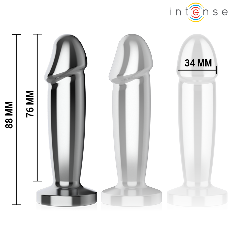 INTENSE - PLUG ANAL 10 VIBRACIONES METAL EN FORMA DE DILDO CON CONTROL REMOTO