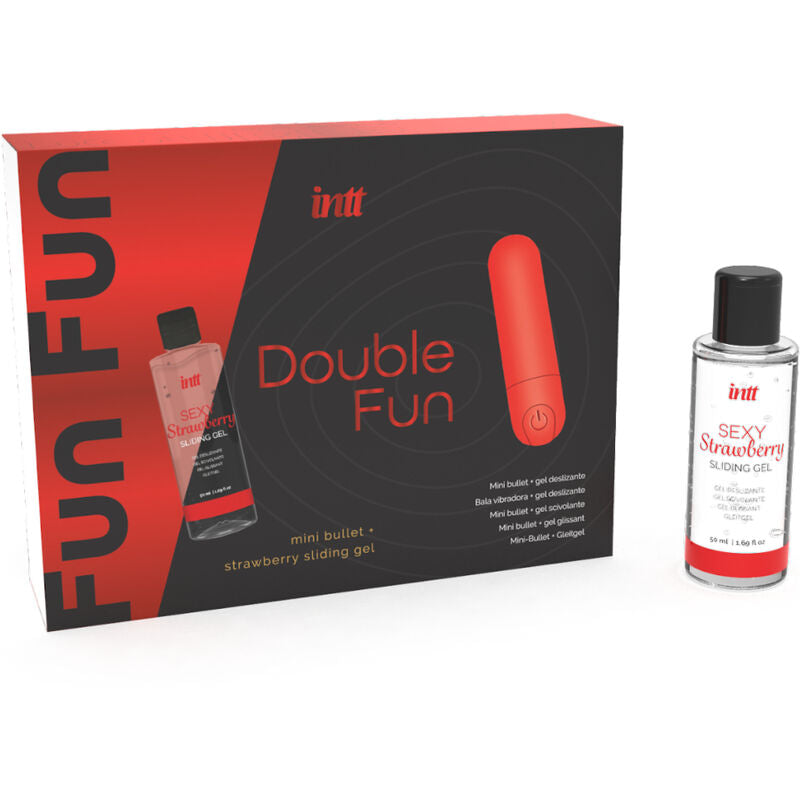kit doble felicidad mini bala vibradora y gel base agua de fresa